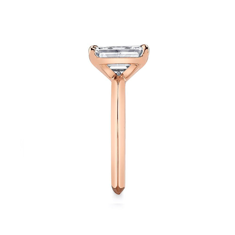Emerald Cut Diamond with Rose Gold Signature Knife Edge Solitaire Band