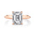 Emerald Cut Diamond with Rose Gold Signature Knife Edge Solitaire Band