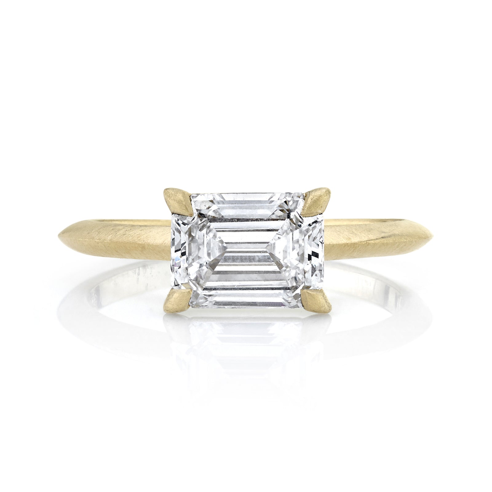 East/West Emerald Cut Diamond Knife Edge Band