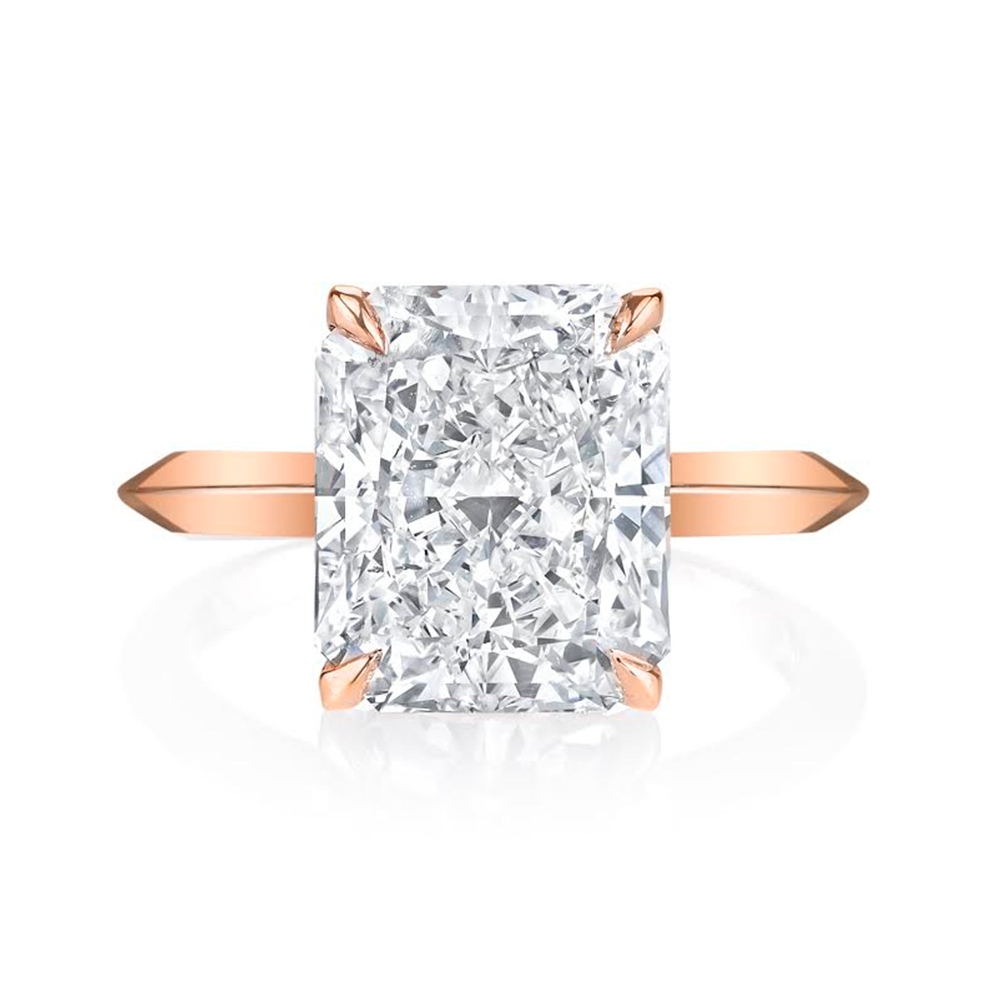 Radiant Diamond with Rose Gold Signature Knife Edge Solitaire Band