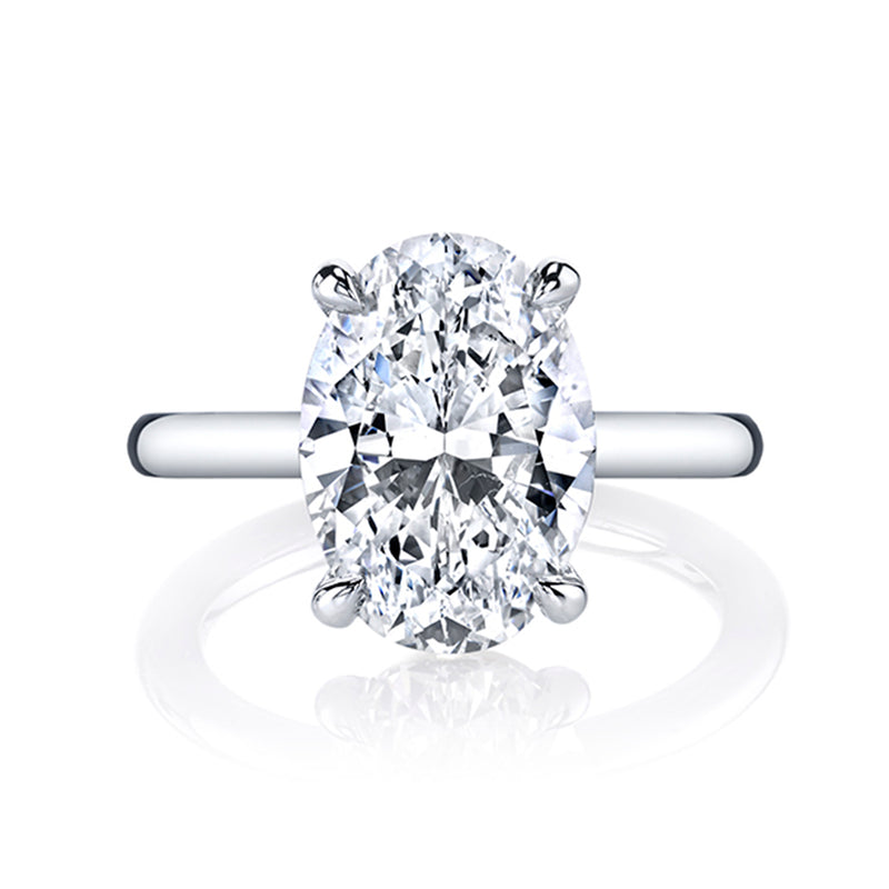 Oval Diamond Solitaire with Rounded Band