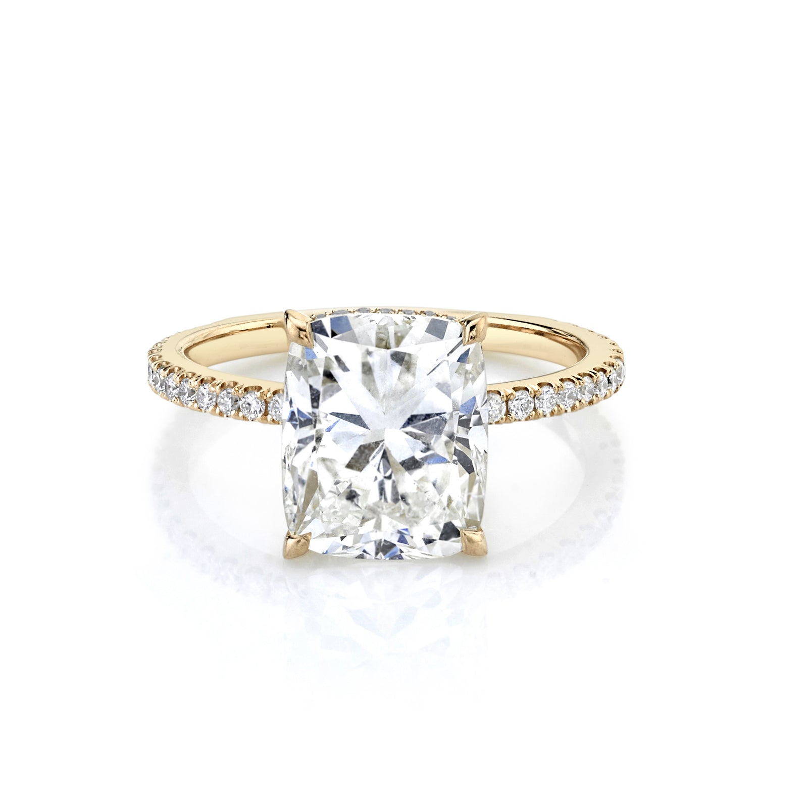 Cushion Cut with Pave Diamond Band and Hidden Halo