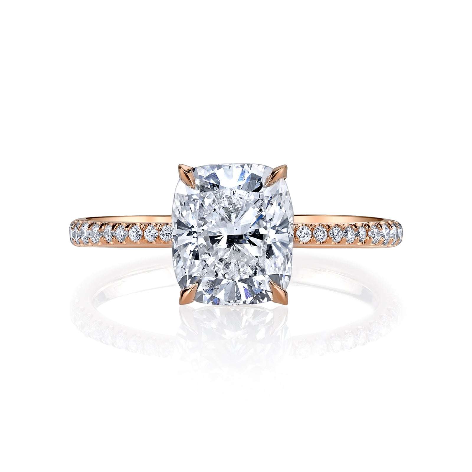 Cushion Cut Diamond with Tapered Pave Diamond Band