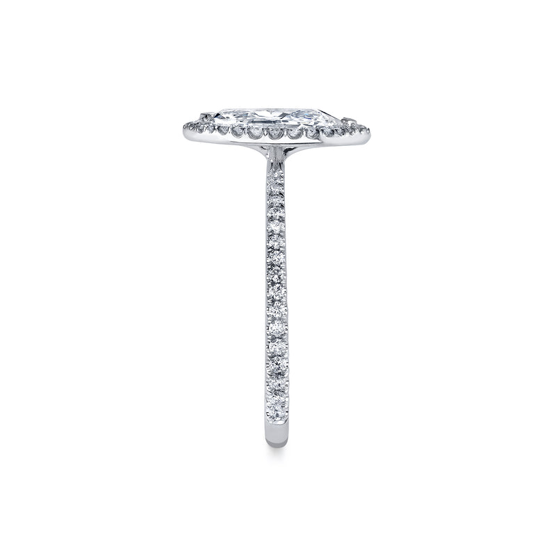 Marquise Diamond with Pave Halo and Tapered Pave Band