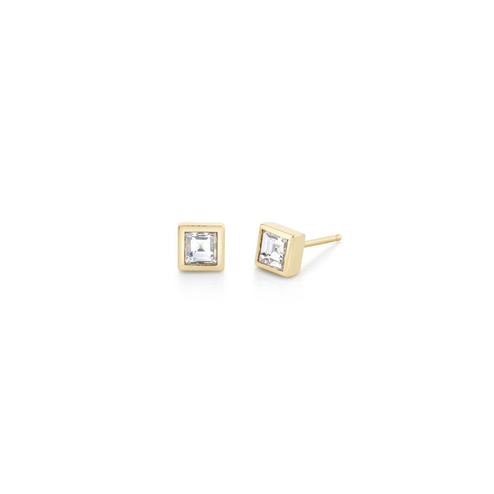Single Carre Diamond Bezel Solitaire Stud