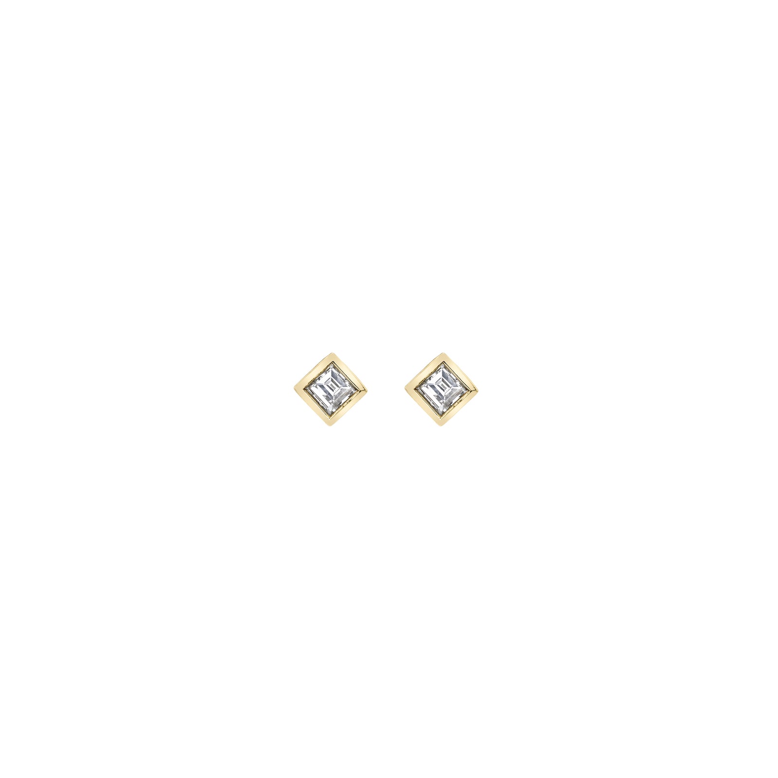 Single Mini Carre Diamond Bezel Solitaire Stud