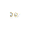 Single Emerald Cut Diamond Bezel Solitaire Stud