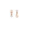 Alternating XS Link and White Diamond Drop Earrings
