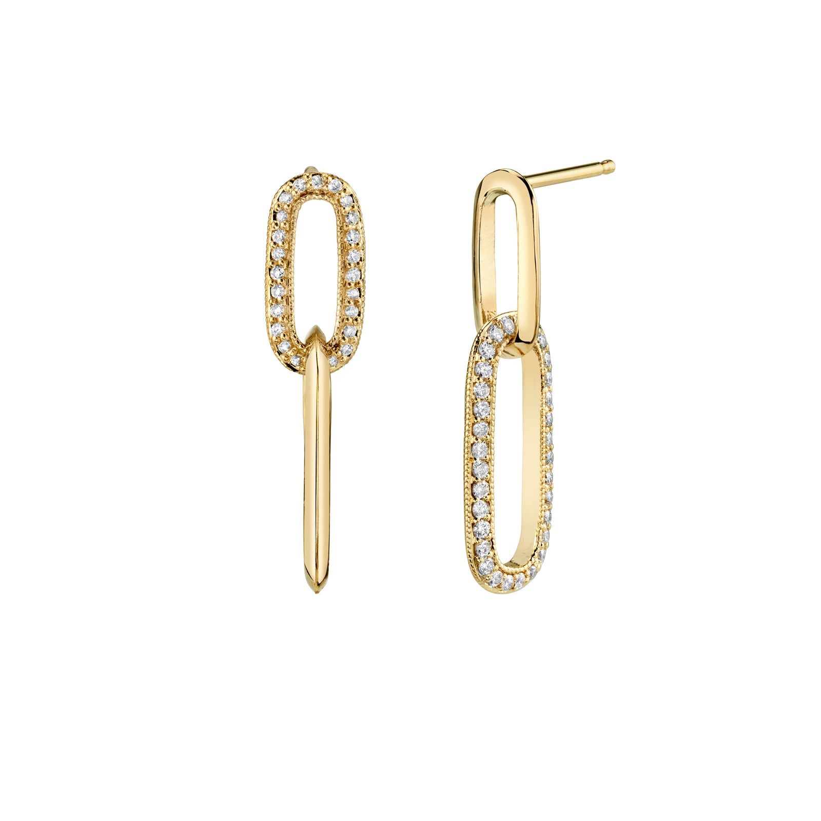 Alternating White Diamond Knife Edge Drop Earrings