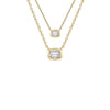 Mini Emerald Cut Diamond Bezel Solitaire Necklace