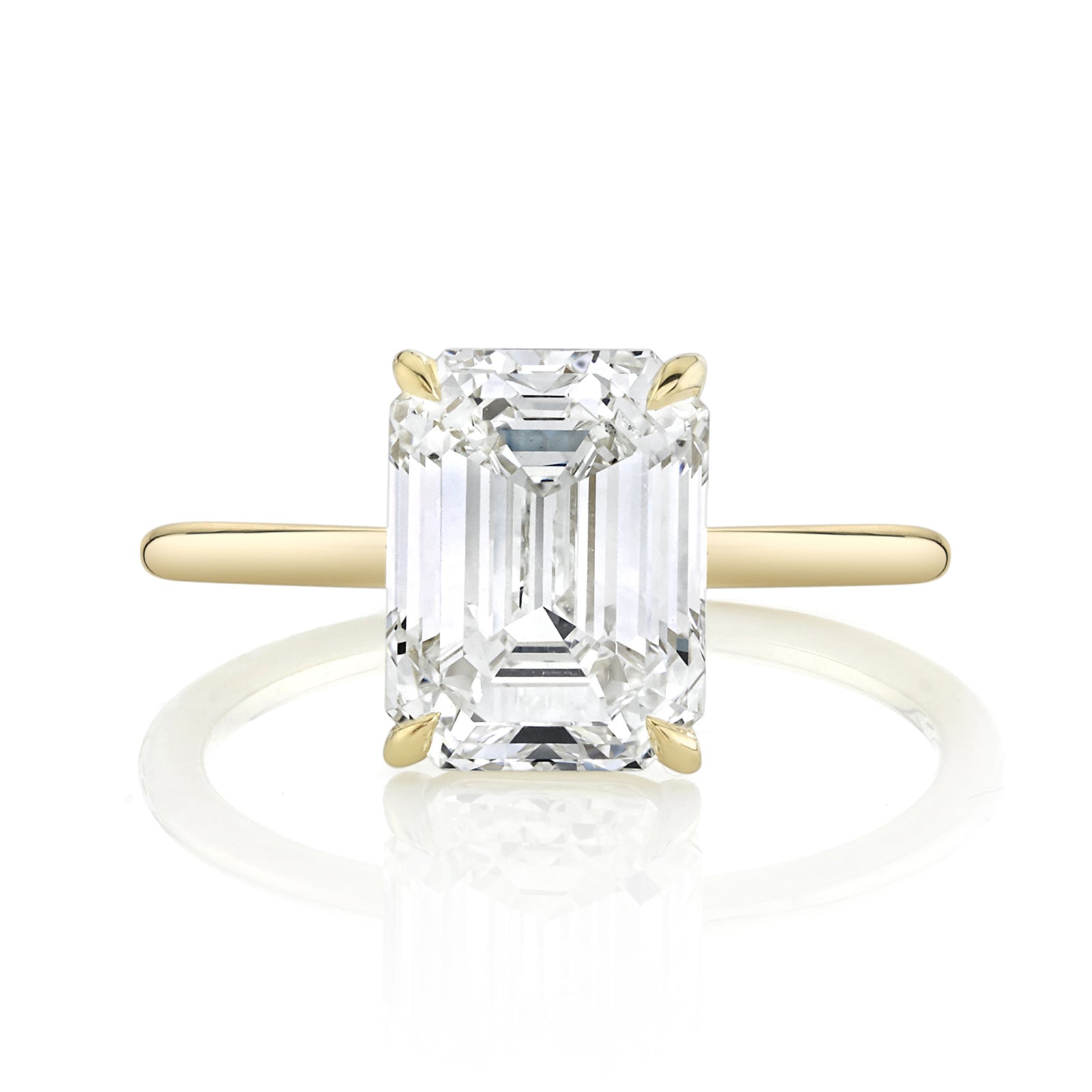 Emerald Cut Diamond Solitaire on Thin Yellow Gold Band