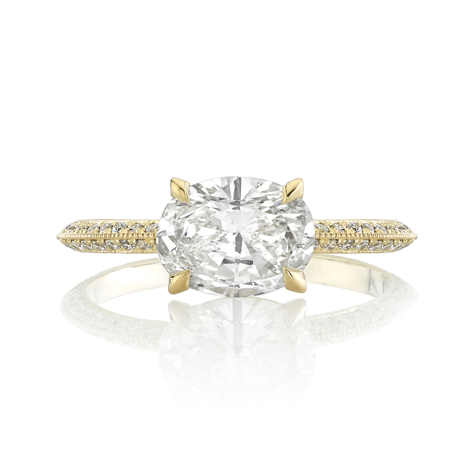 East/West Oval Diamond with Signature Knife Edge Pave Band