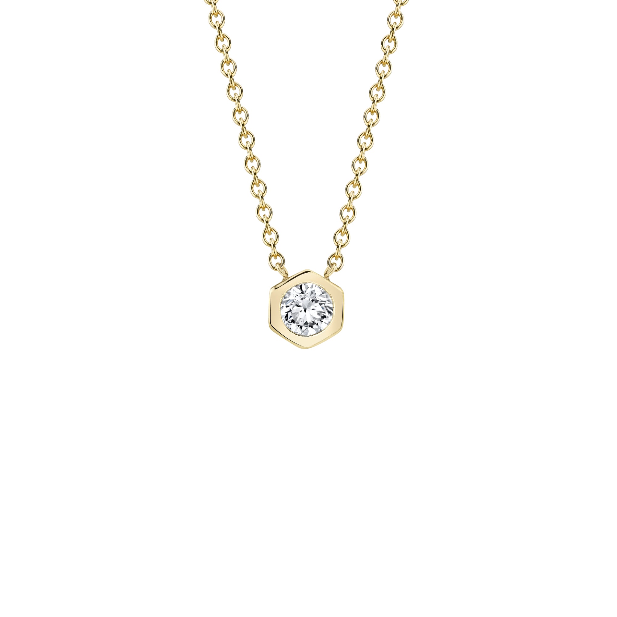 Round Diamond Bezel Solitaire Necklace