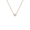 Mini Emerald Cut Diamond Bezel Solitaire Necklace