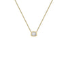 Mini Emerald Cut Diamond Bezel Solitaire Necklace
