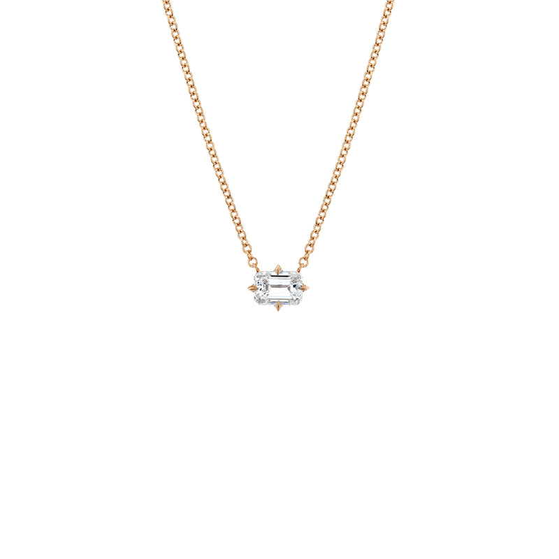 Mini Prong Set Emerald Cut Diamond Necklace