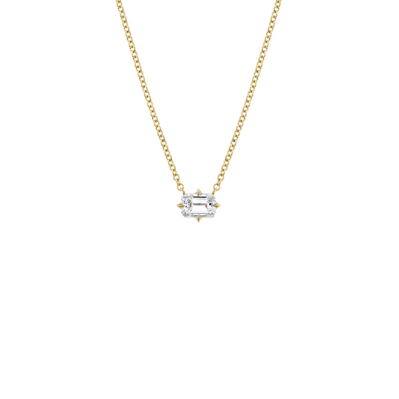 Mini Prong Set Emerald Cut Diamond Necklace