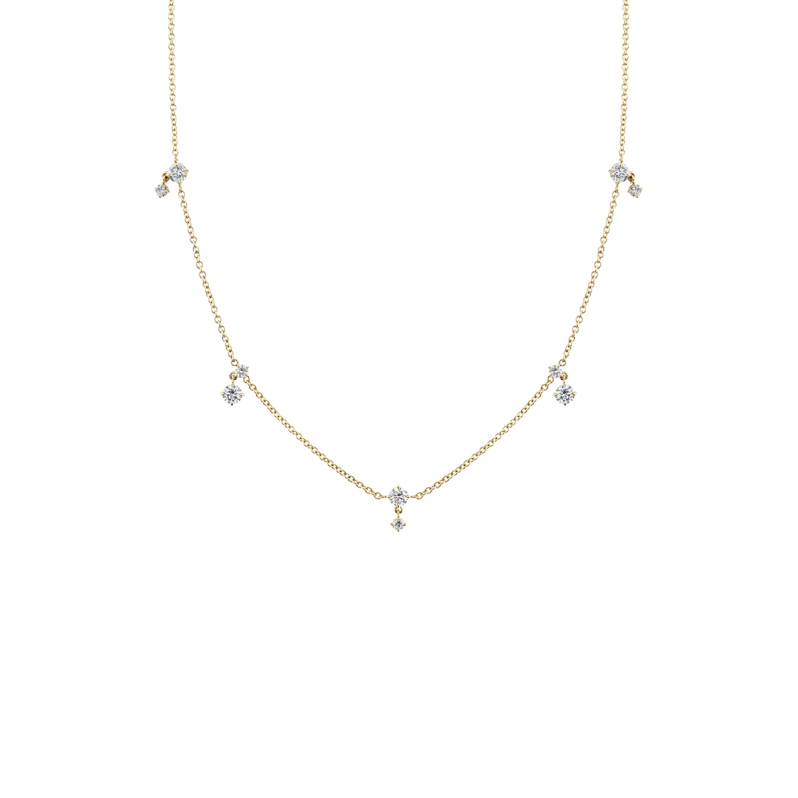 Eclat Alternating Diamond Drop Station Necklace