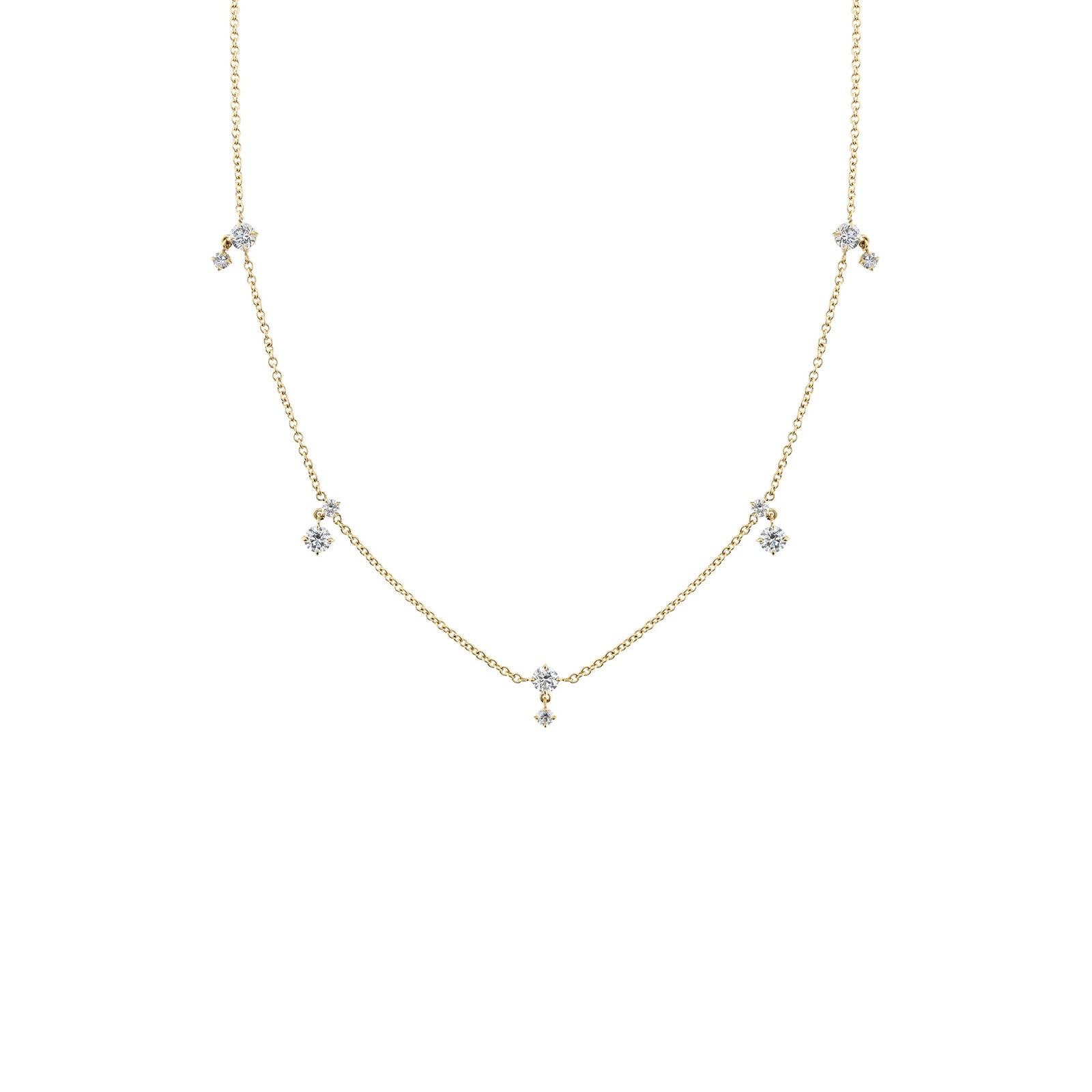 Eclat Alternating Diamond Drop Station Necklace