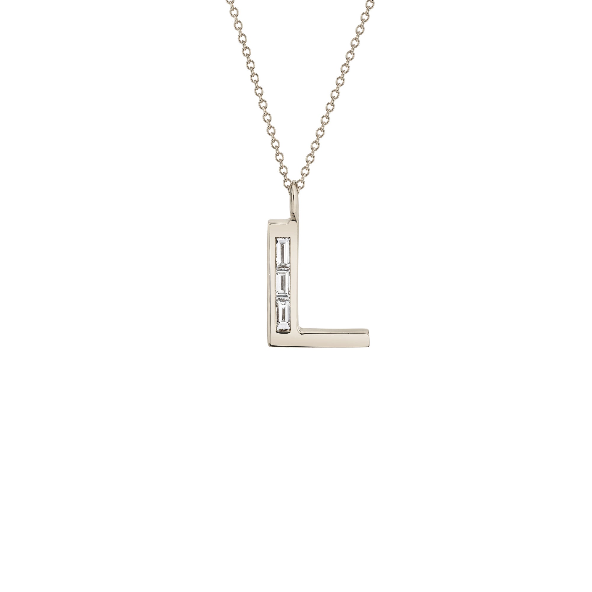 Initial Pendant G Letter Charms Diamond Necklace 18K Gold-G,VS 18 Chain / White Gold