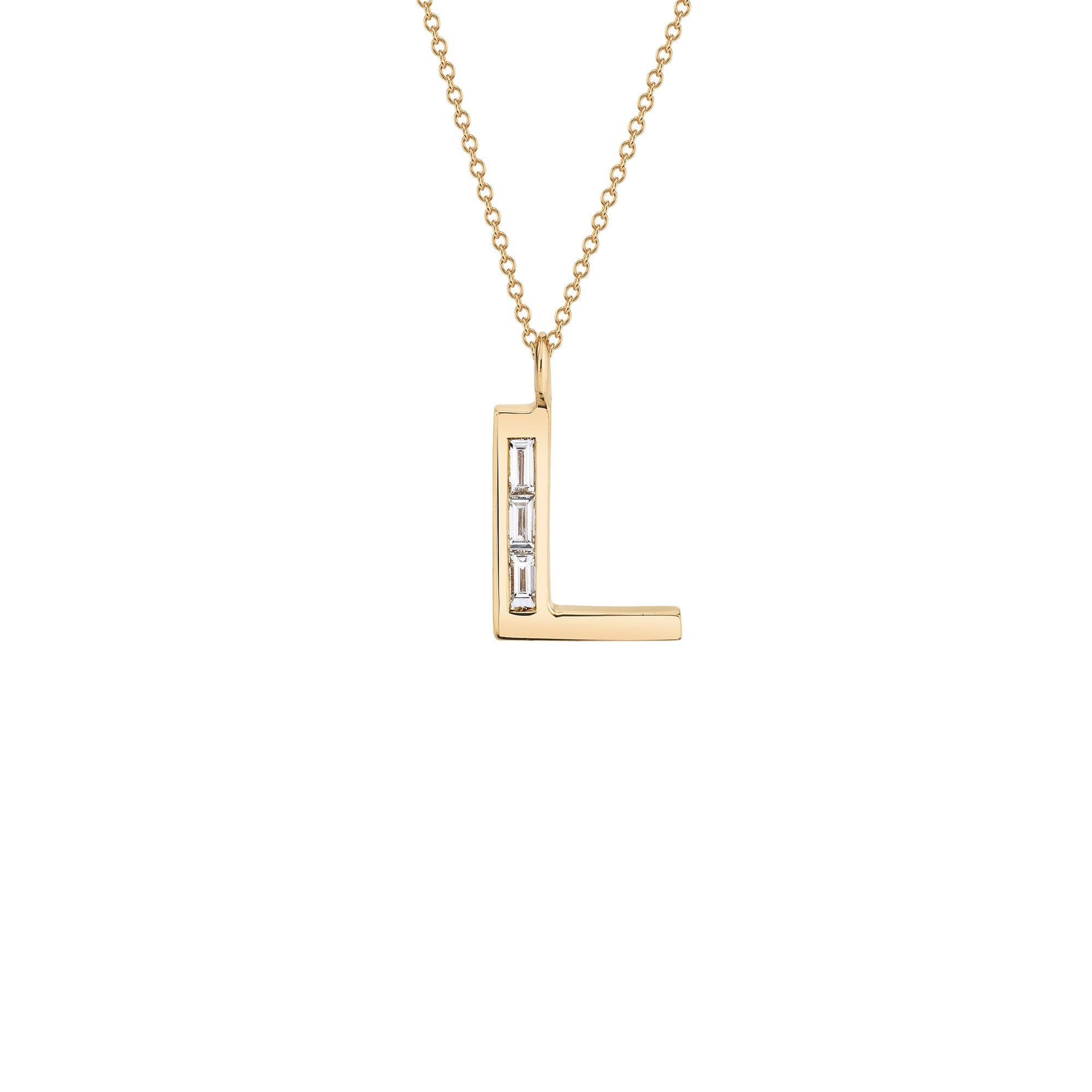 Initial Pendant Z Letter Charms Diamond Necklace 14K Gold-G,I1 18 Chain / 14K White Gold