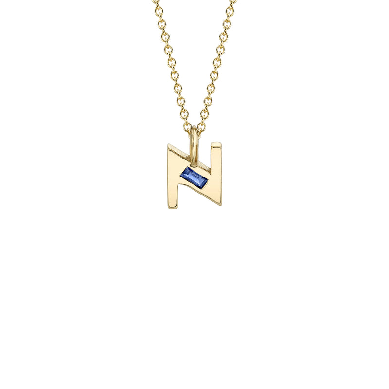 Sapphire Petite Deco Initial Necklace