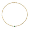 XS Knife Edge Oval Link Necklace with Emerald Center