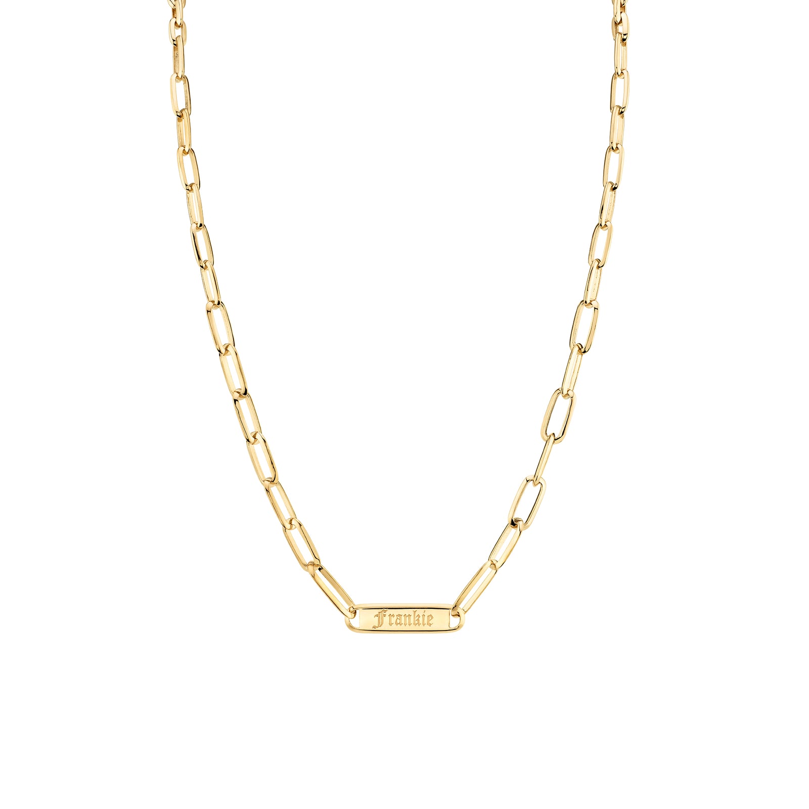 Graduated Knife Edge Oval Link Chain Nameplate Necklace