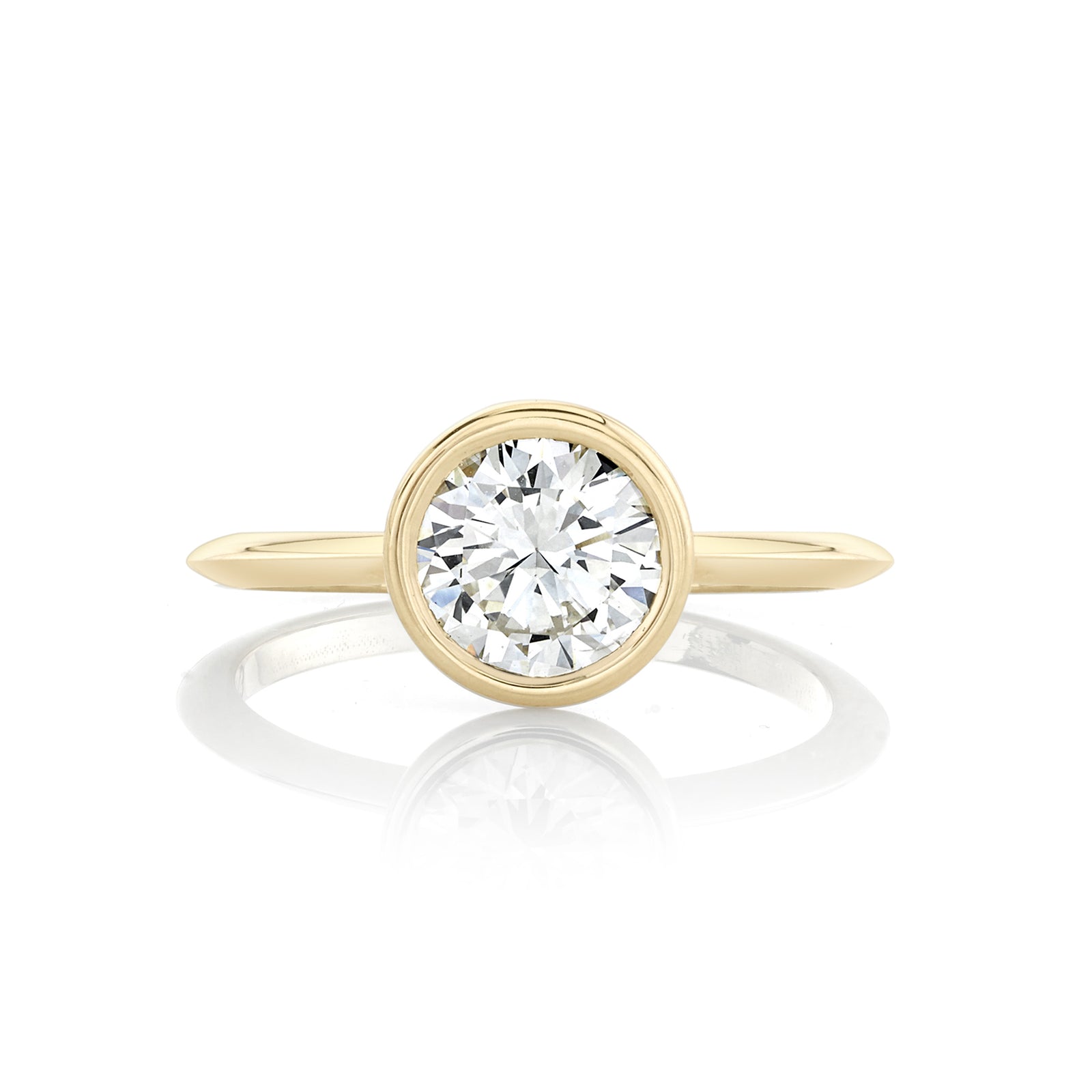 Round Diamond Bezel Setting with Knife Edge Band