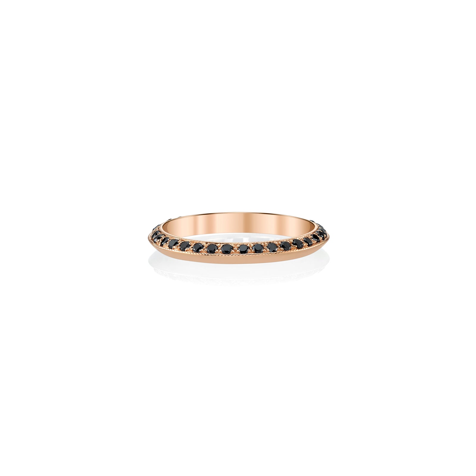 Rose Gold One-sided Pavé Knife Edge Band with Black Diamonds