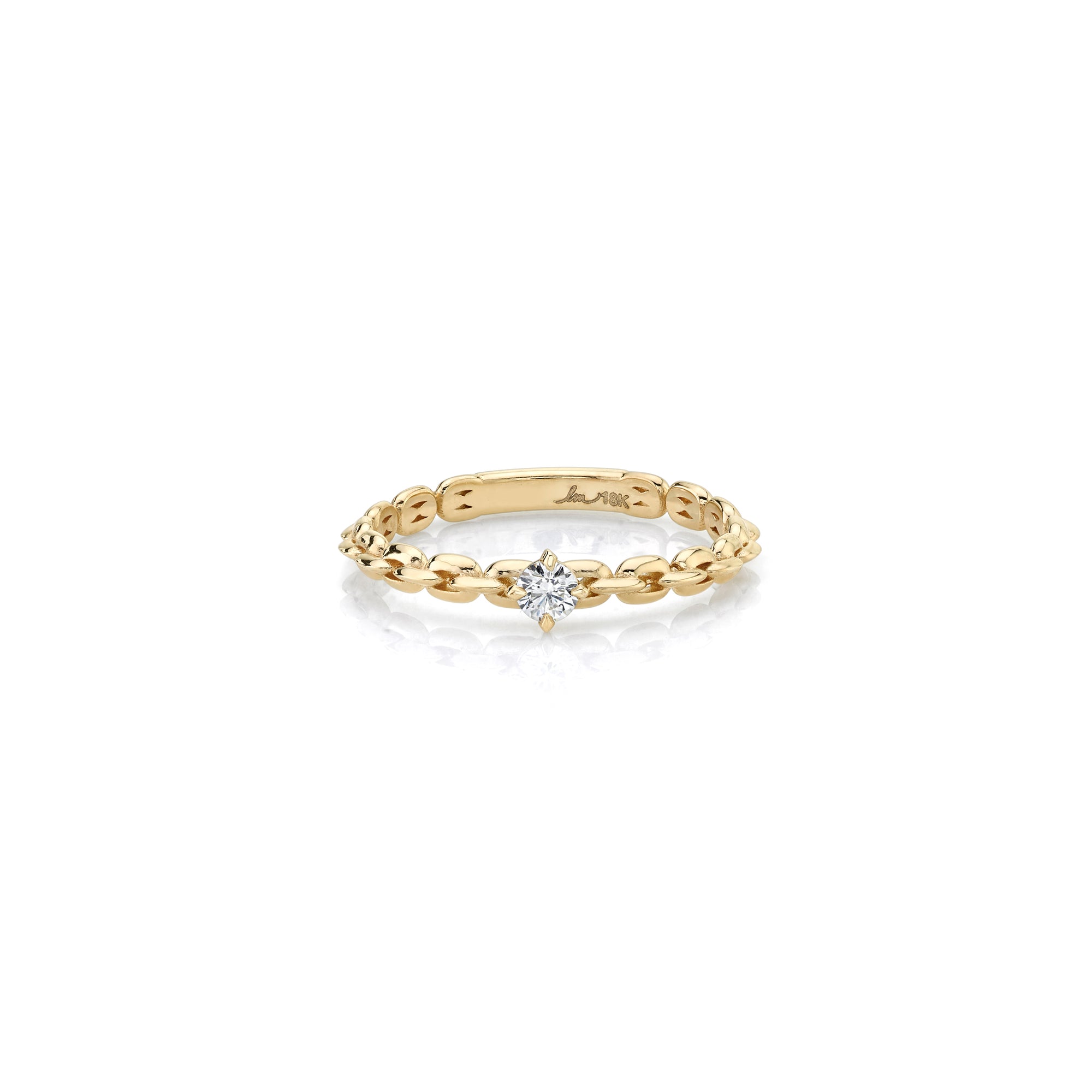 One Sided Petite Pavé Knife Edge Band Yellow Gold Ring, 7 | Lizzie Mandler
