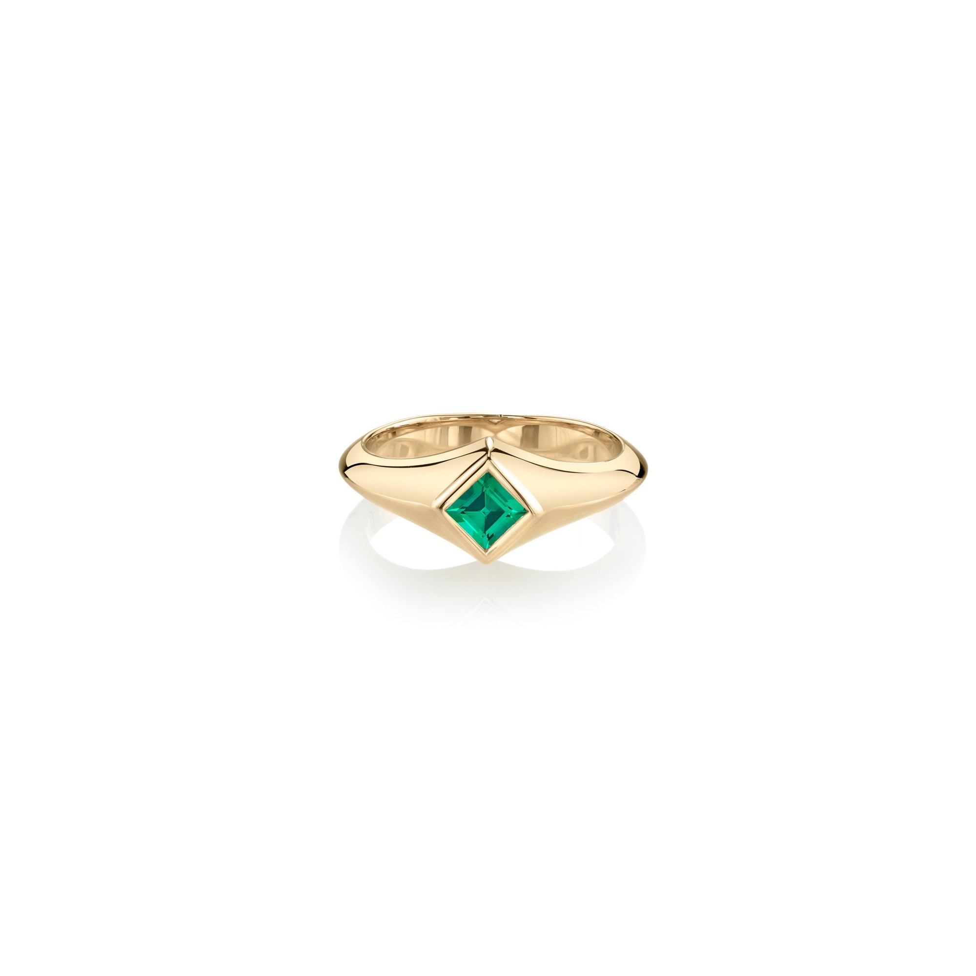 Carre Emerald Signet Knife Edge Pinky Ring