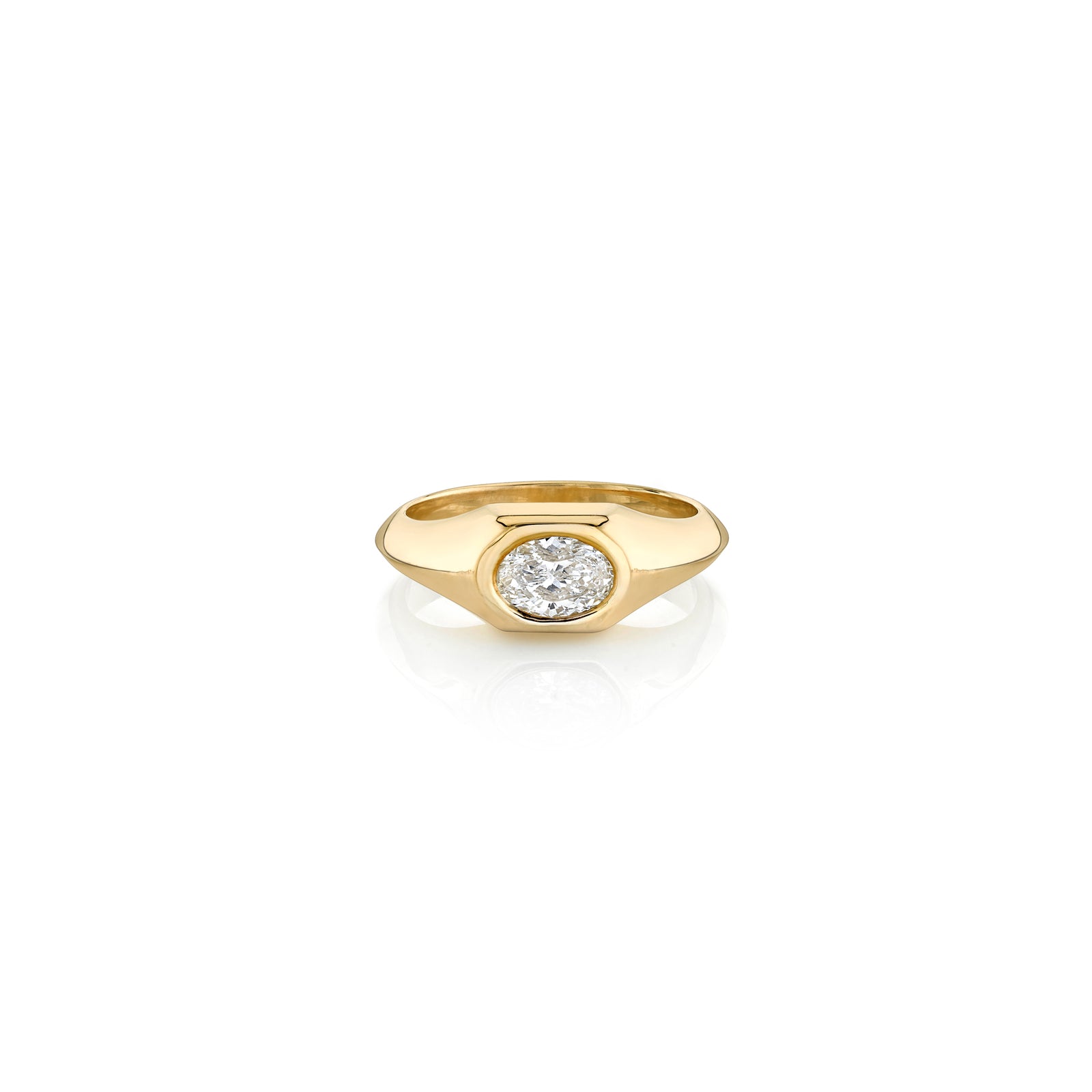 Oval Signet Knife Edge Pinky Ring