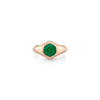 Large Round Emerald Knife Edge Signet Ring