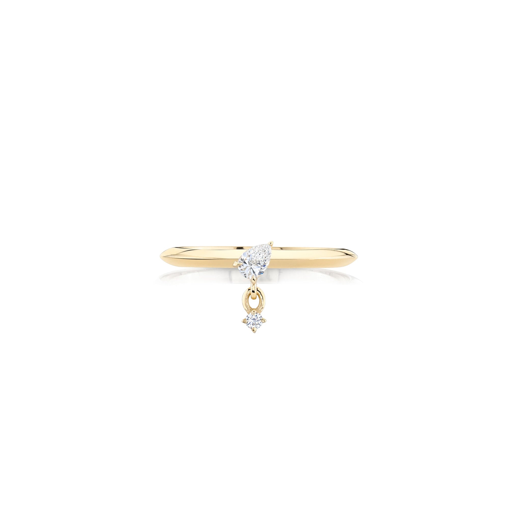 Double Drop Prong Set Petite Pear and Round Diamond Ring
