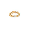 XS Knife Edge Oval Link ring with Baguette Center
