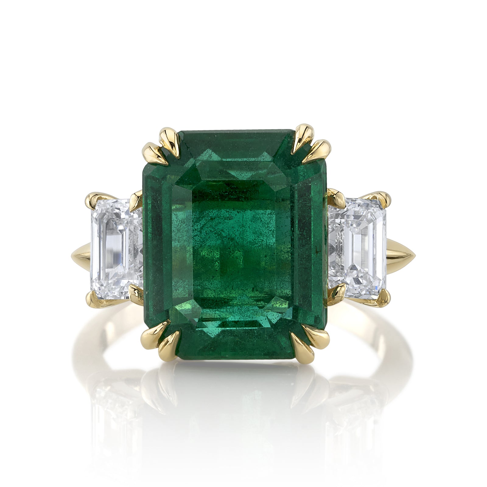 Emerald Cut Emerald Ring with  Side Stones