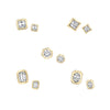 Single Asscher Diamond Bezel Solitaire Stud