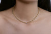 XS Knife Edge Oval Link Necklace With Fancy Diamond Center